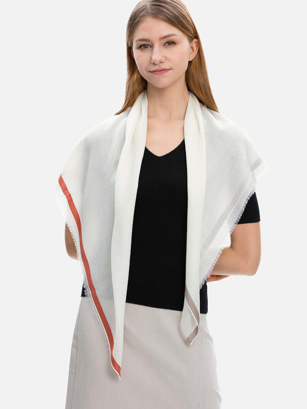 Square - Featherlight White Cashmere Scarf