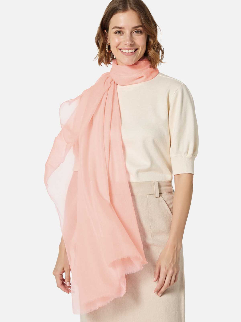 Featherlight Pink Cashmere Scarf