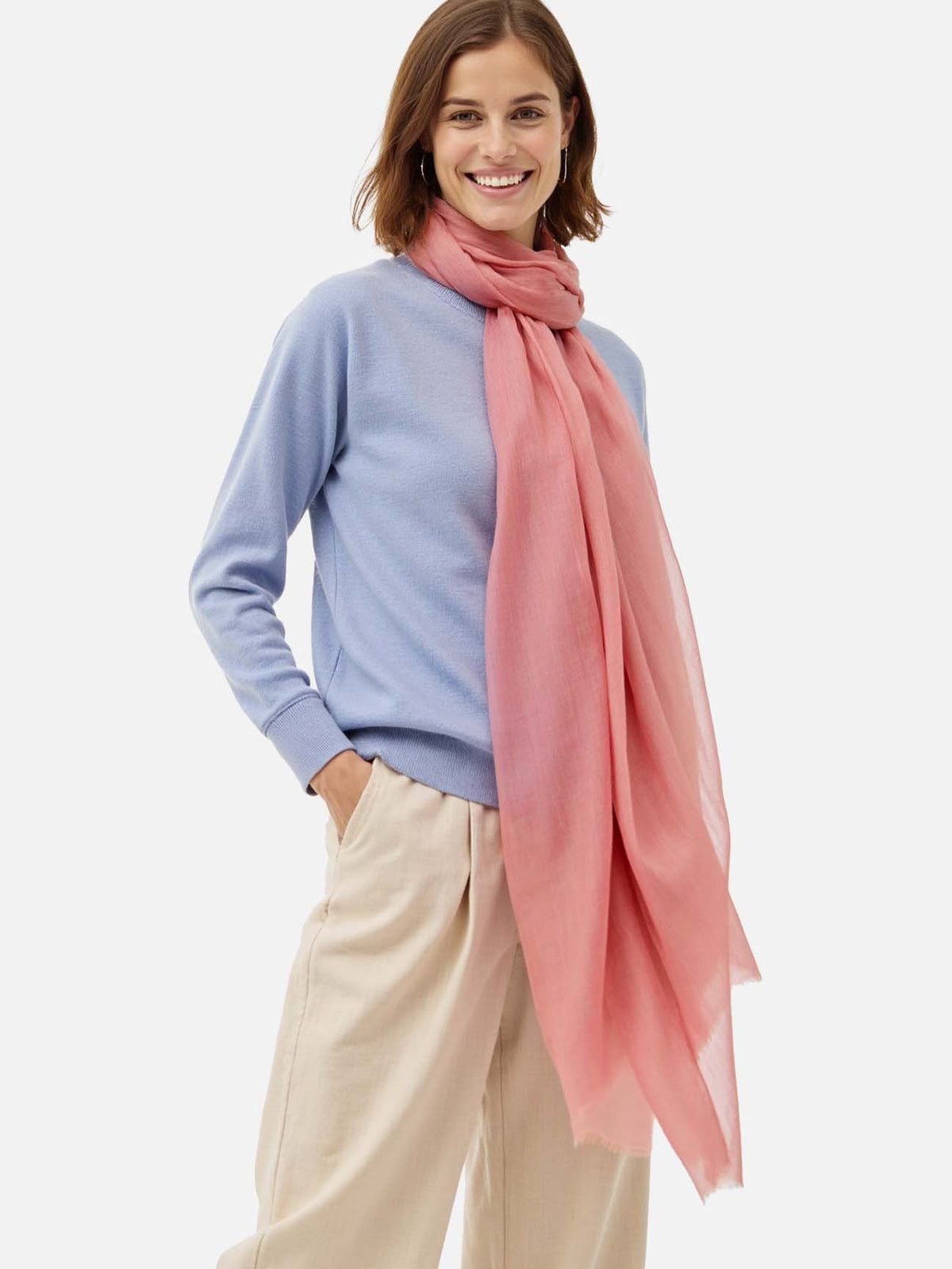 Featherlight Rose Cashmere Scarf