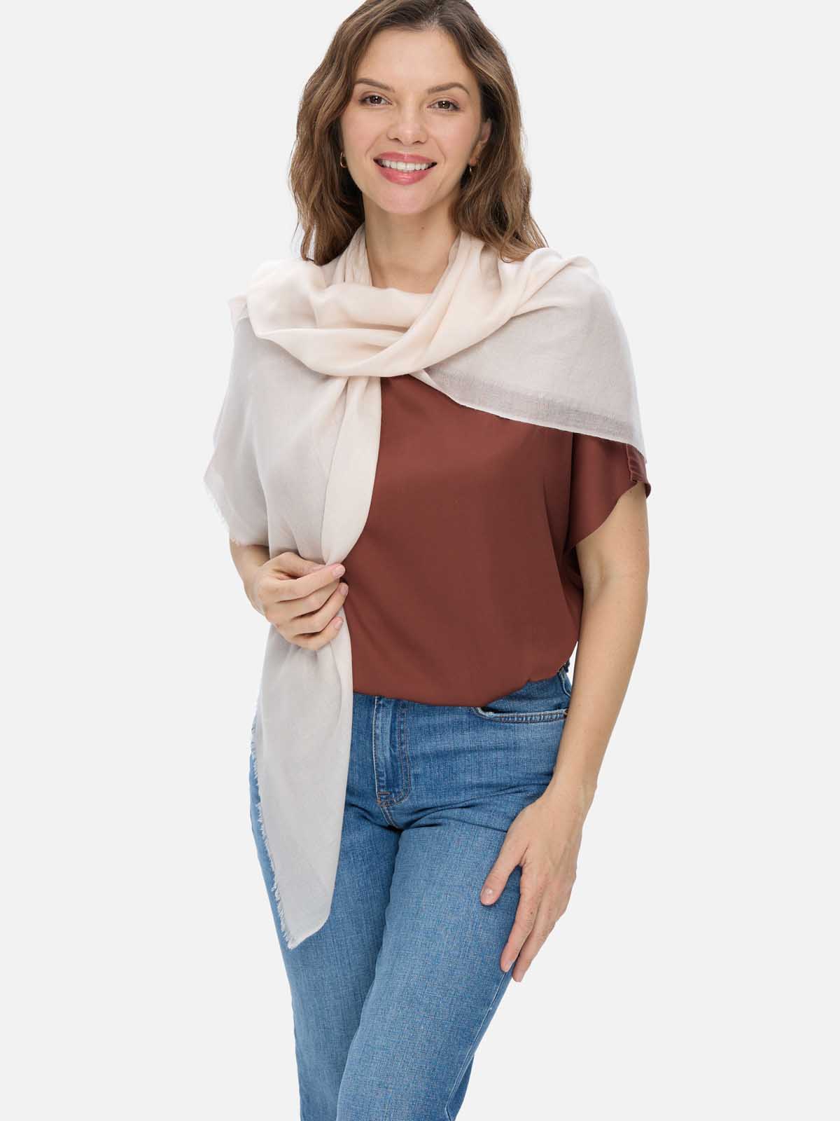 Square - Featherlight Solid Cashmere Scarf - Ivory