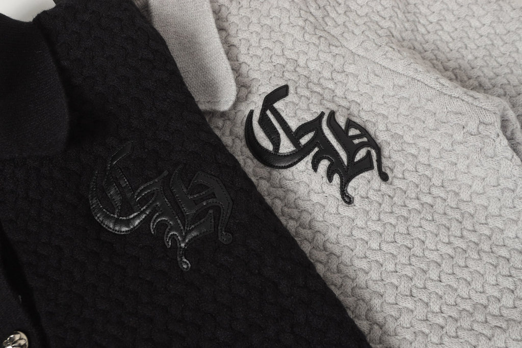 Chrome Hearts Gothic Cross Knit Cardigan - Black Grey Streetwear Jacket 904
