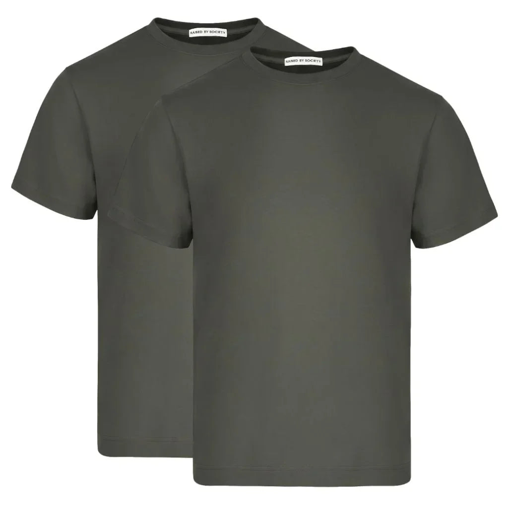 MILITARY GREEN LOOPWHEELED T-SHIRT 2-PACK