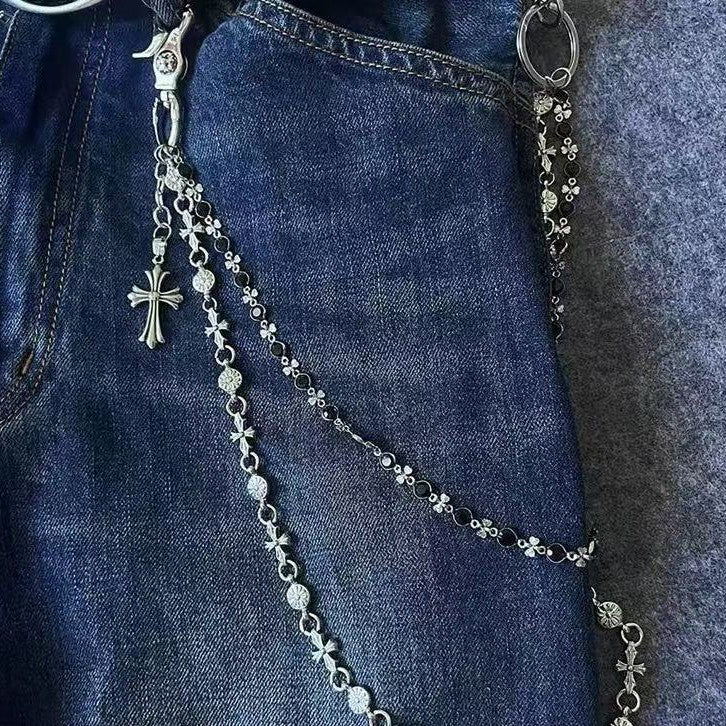Chrome Hearts cross waist chain bag chain double chain pendant