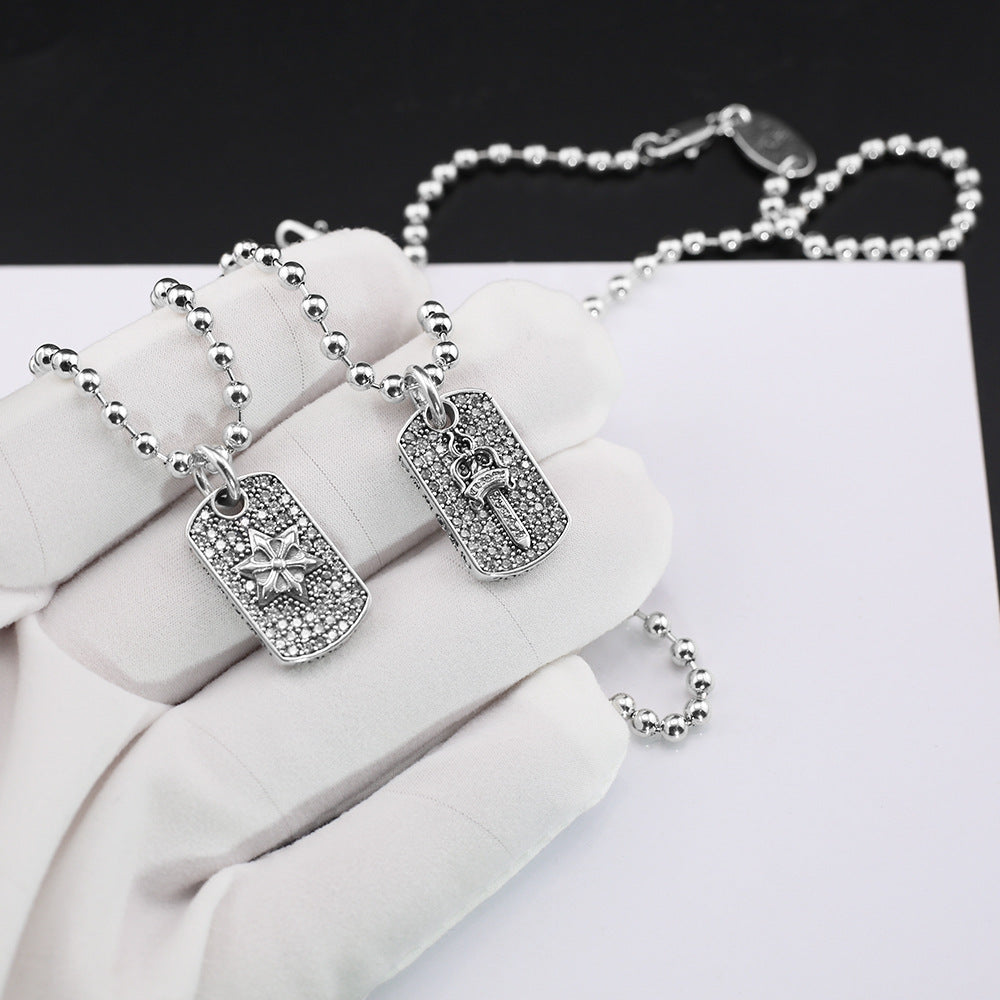 Chrome Hearts six-pointed star sword inlaid with diamonds pendant