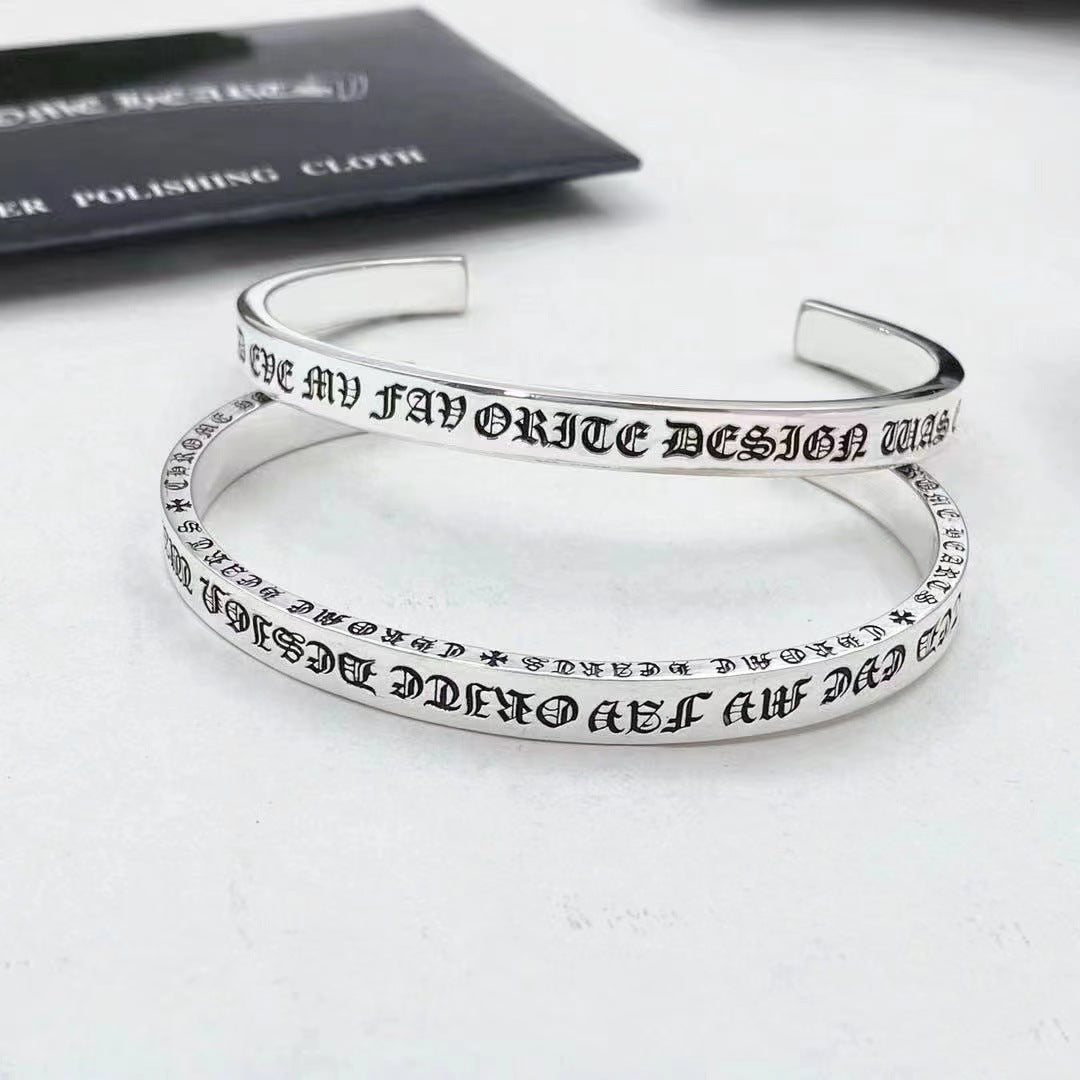Chrome Hearts retro classic cross flower Scroll Label open bracelet
