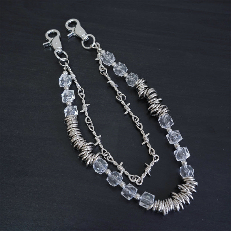 Chrome Hearts Retro fashion thorn shaped pearl bag chain