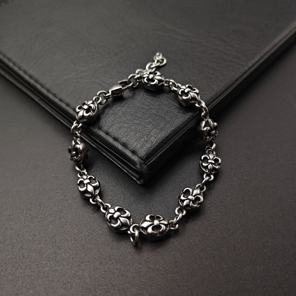 Chrome Hearts anchor flower ball Silver Sterling 925 bracelet