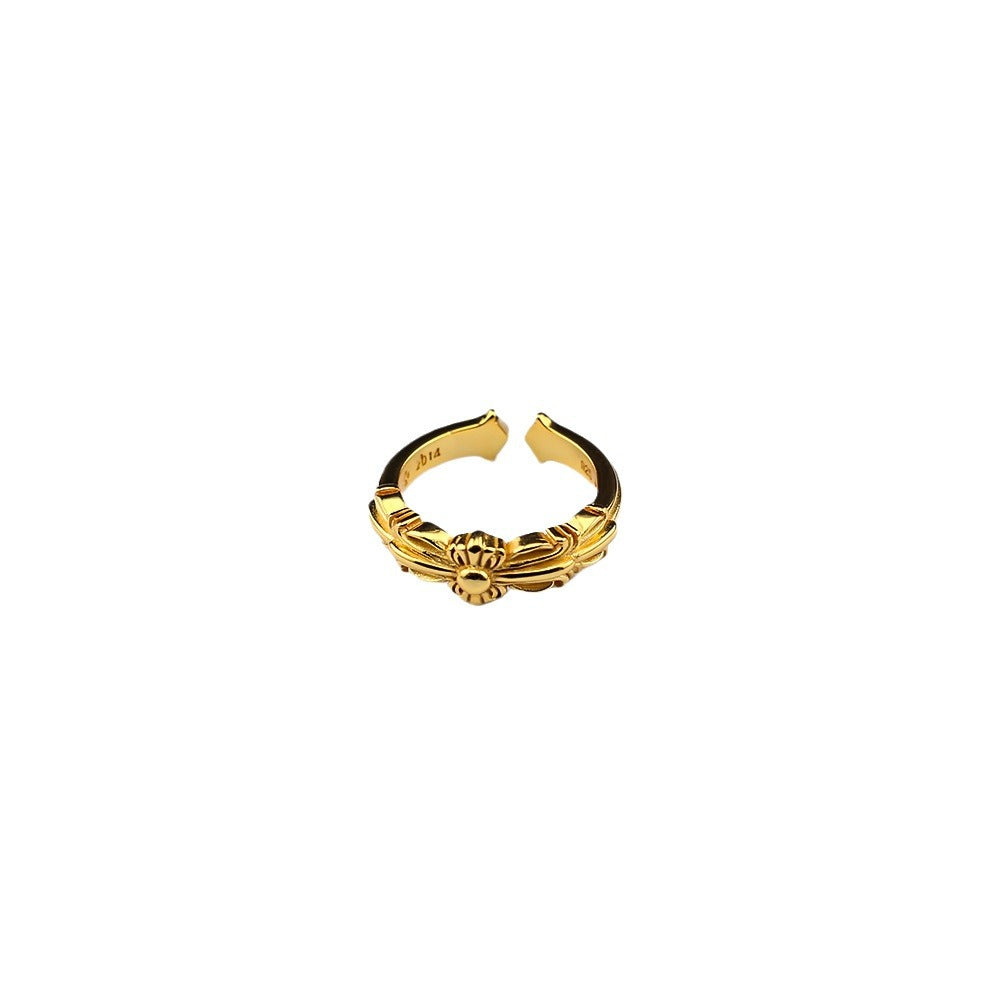 Chrome Hearts 24k gold cross flower open ring