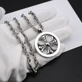 Chrome Hearts hoop cross flower diamond-studded pendant