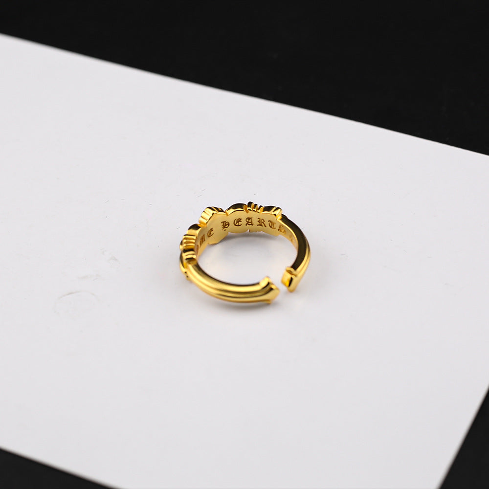 Chrome Hearts 24k gold cross flower open ring