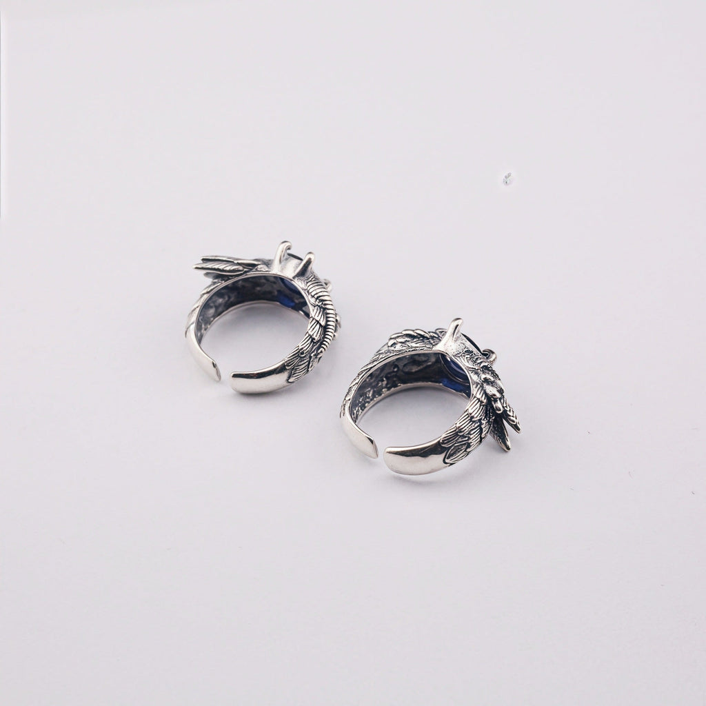 Retro feather sapphire open ring