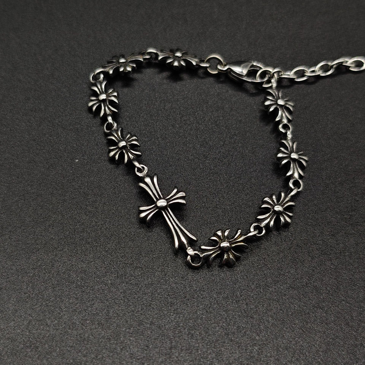 Chrome Hearts Sterling Silver Tiny E CH Plus Corss bracelet