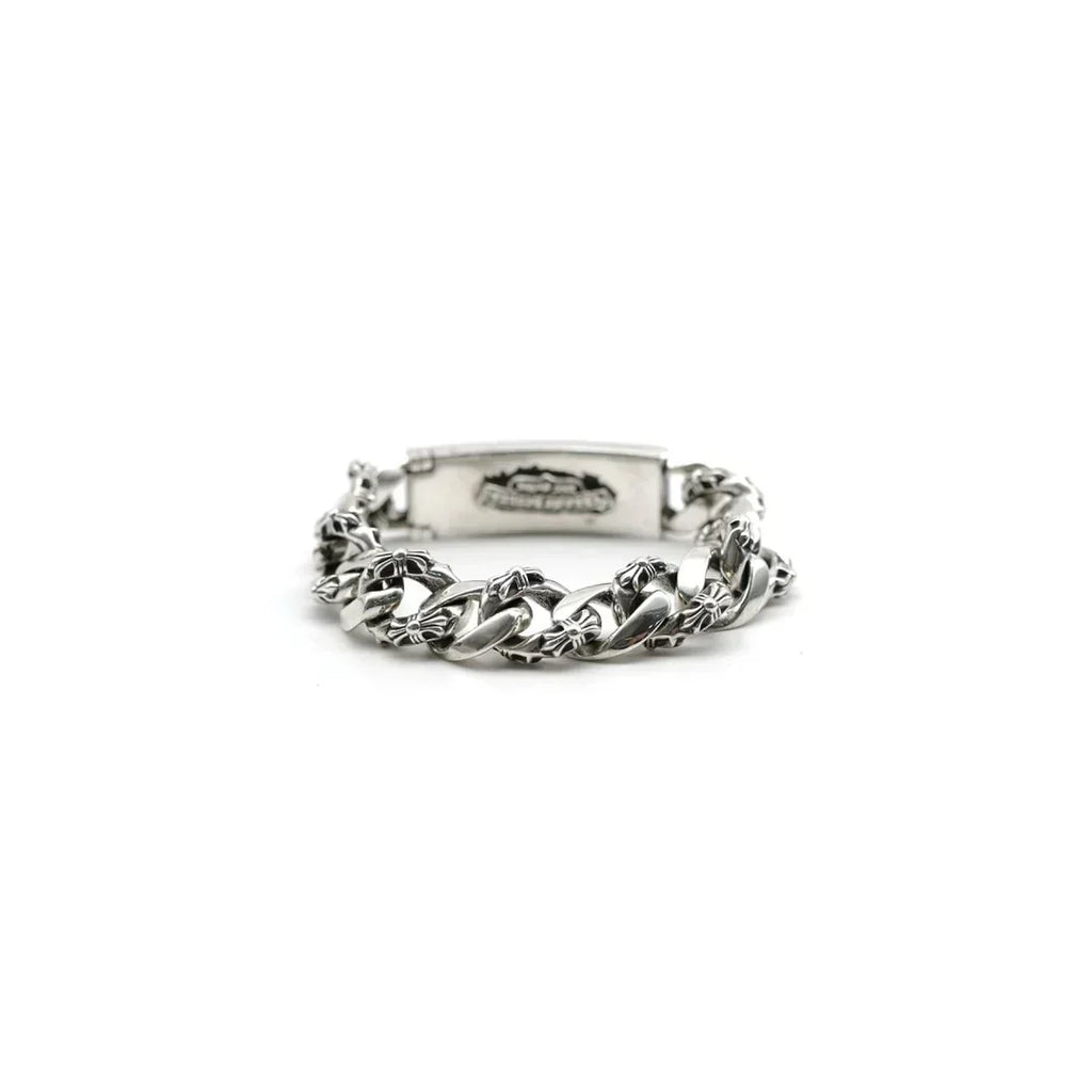 Chrome Hearts Silver Cross Link Cuban Bracelet