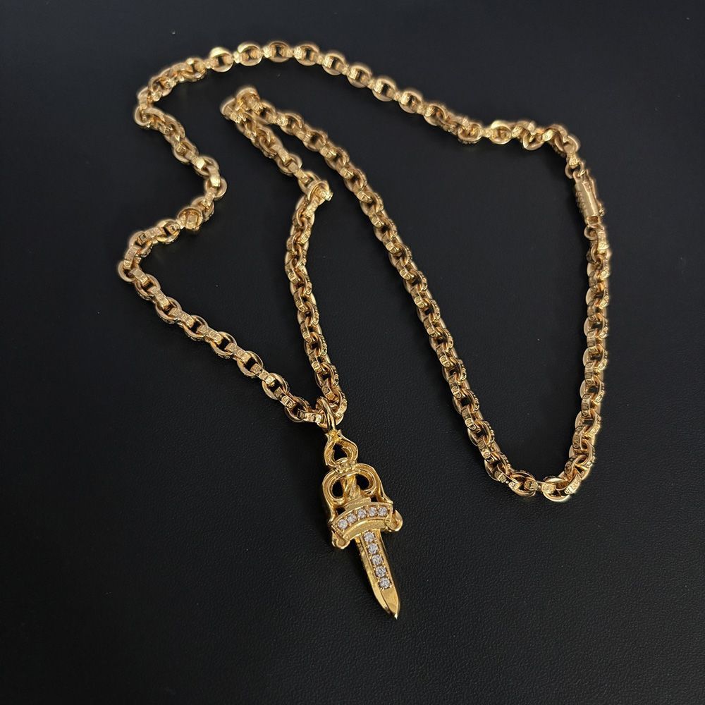 Chrome Hearts luxury high-end gold diamond sword pendant