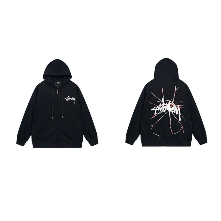 Stussy Hoodie Zip-Up Cardigan Fleece Hooded Sweater